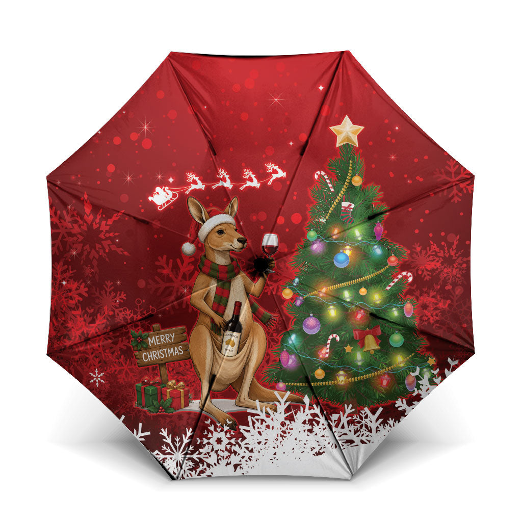 Australia Christmas In July Umbrella Kangaroo Santa With Aussie Wine