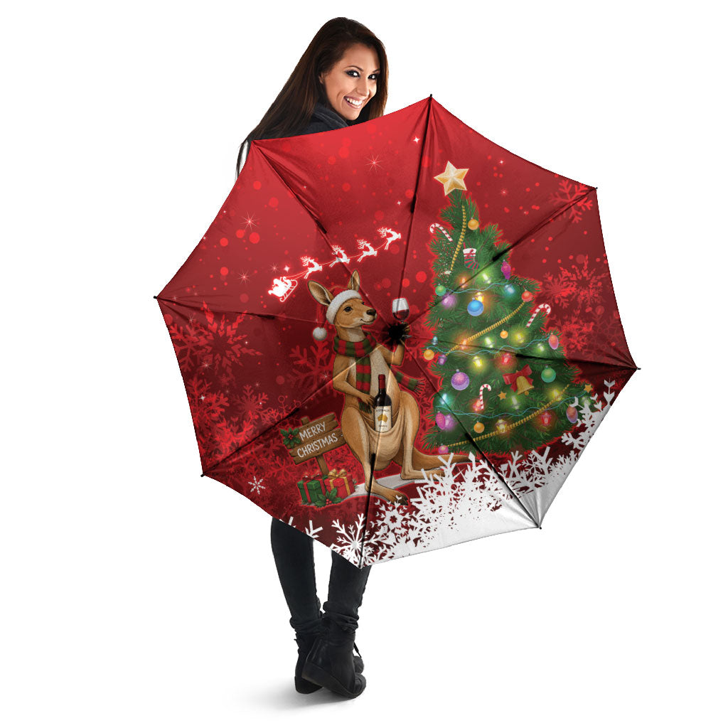 Australia Christmas In July Umbrella Kangaroo Santa With Aussie Wine
