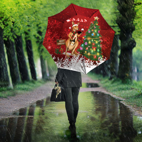 Australia Christmas In July Umbrella Kangaroo Santa With Aussie Wine
