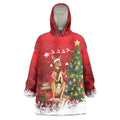 Australia Christmas In July Wearable Blanket Hoodie Kangaroo Santa With Aussie Wine