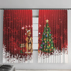Australia Christmas In July Window Curtain Kangaroo Santa With Aussie Wine