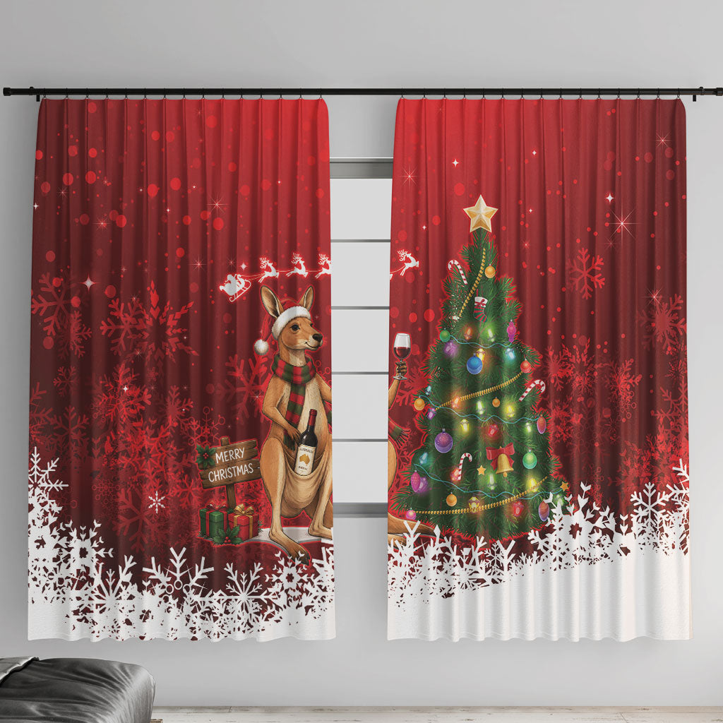 Australia Christmas In July Window Curtain Kangaroo Santa With Aussie Wine