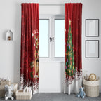 Australia Christmas In July Window Curtain Kangaroo Santa With Aussie Wine