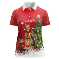 Australia Christmas In July Women Polo Shirt Kangaroo Santa With Aussie Wine