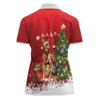 Australia Christmas In July Women Polo Shirt Kangaroo Santa With Aussie Wine