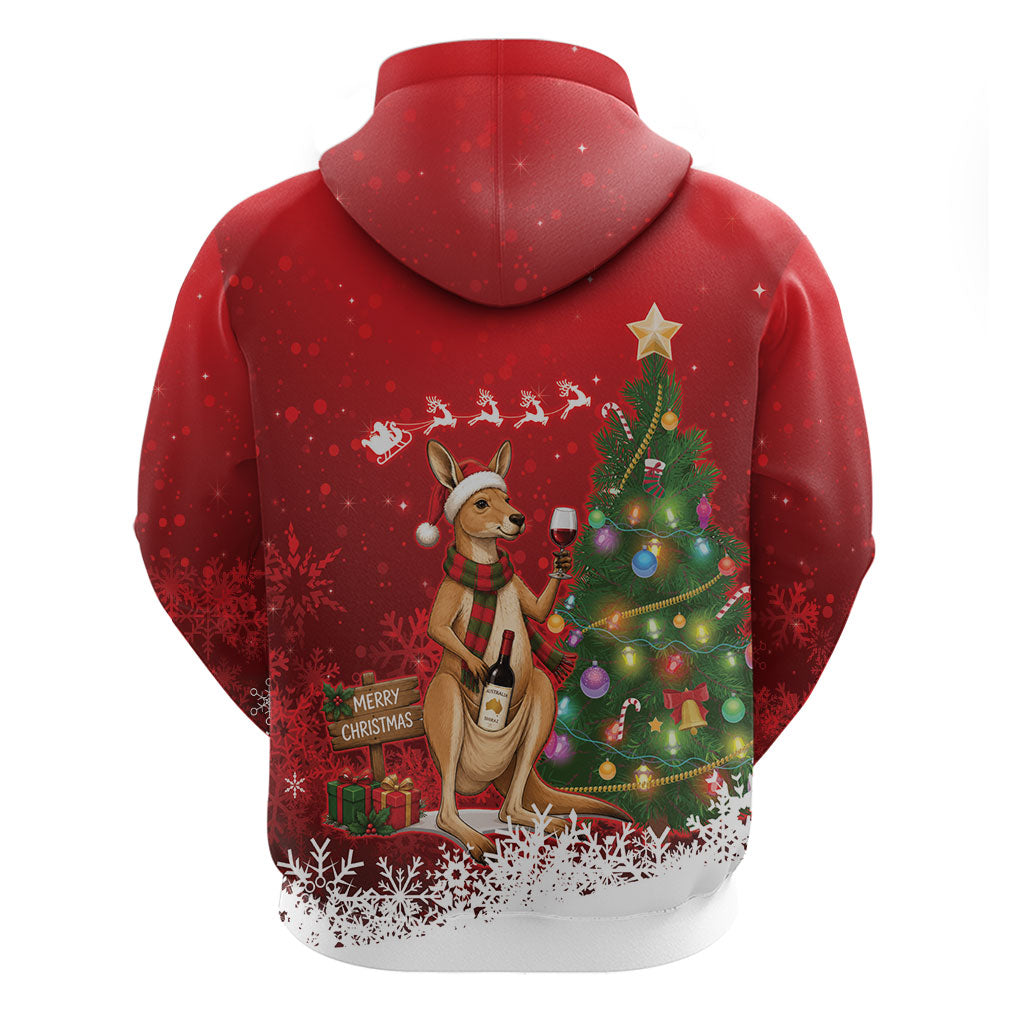 Australia Christmas In July Zip Hoodie Kangaroo Santa With Aussie Wine