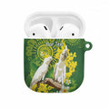 Personalised Australia Golden Wattle And Cacatua Galerita AirPods Case Aboriginal Art - Aussie Hoodie