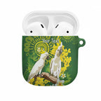 Personalised Australia Golden Wattle And Cacatua Galerita AirPods Case Aboriginal Art - Aussie Hoodie
