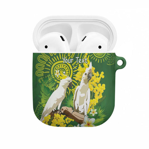 Personalised Australia Golden Wattle And Cacatua Galerita AirPods Case Aboriginal Art - Aussie Hoodie