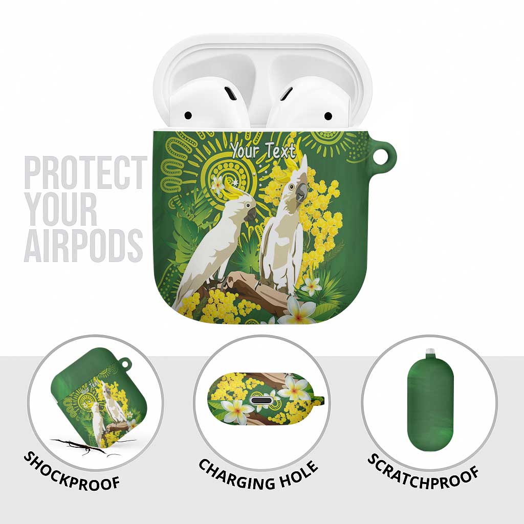 Personalised Australia Golden Wattle And Cacatua Galerita AirPods Case Aboriginal Art - Aussie Hoodie