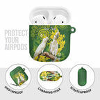 Personalised Australia Golden Wattle And Cacatua Galerita AirPods Case Aboriginal Art - Aussie Hoodie