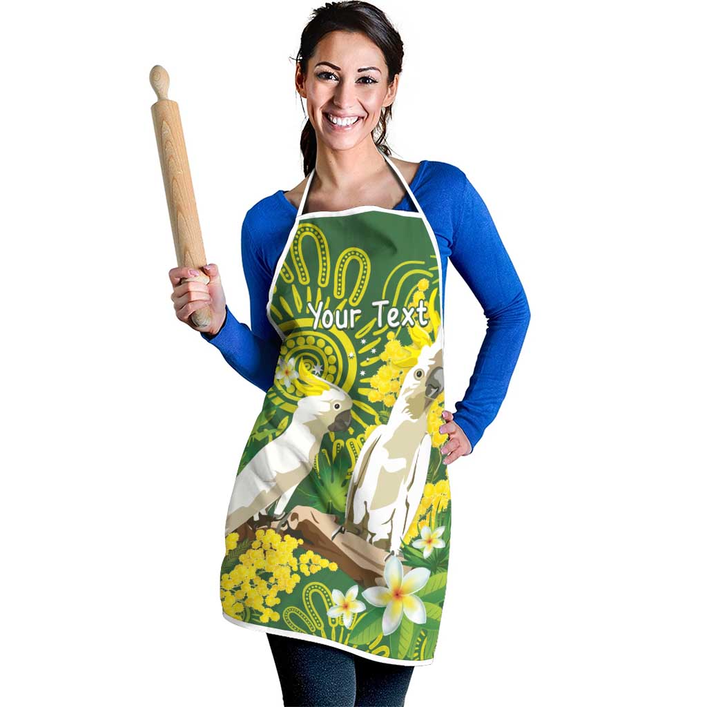 Personalised Australia Golden Wattle And Cacatua Galerita Apron Aboriginal Art - Aussie Hoodie