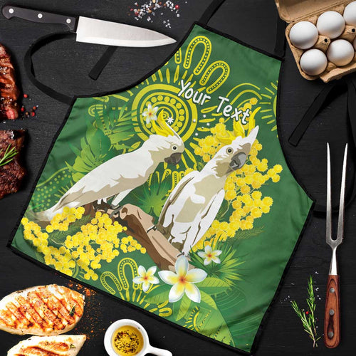 Personalised Australia Golden Wattle And Cacatua Galerita Apron Aboriginal Art - Aussie Hoodie