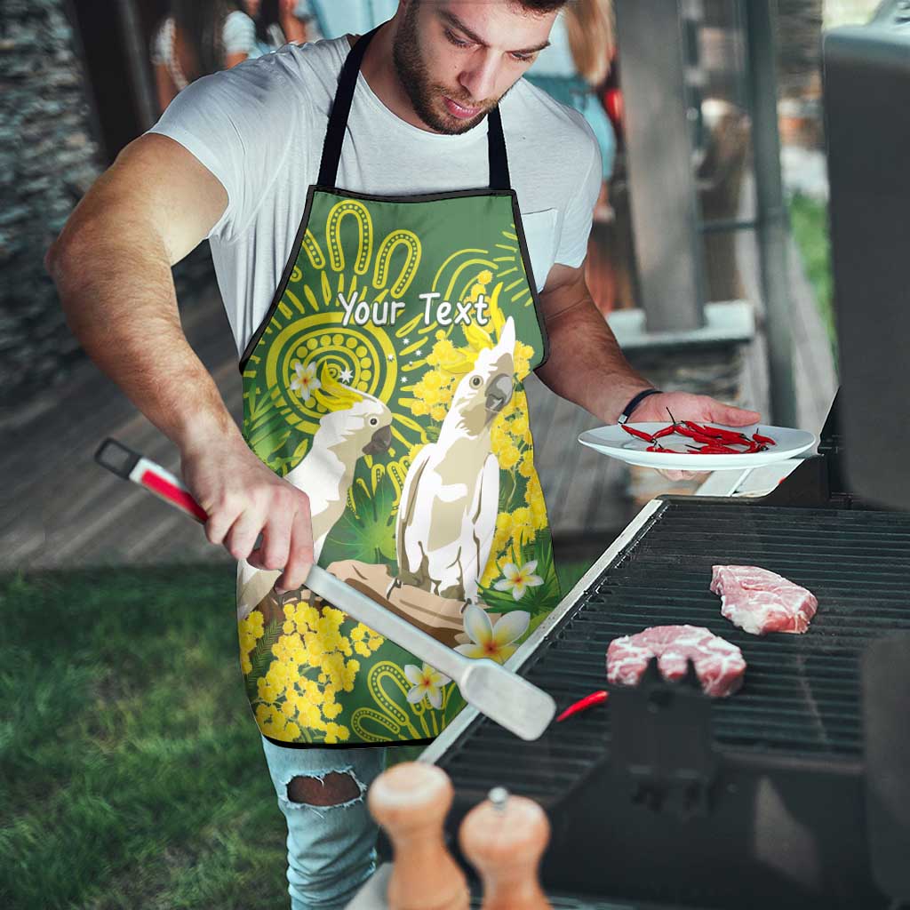 Personalised Australia Golden Wattle And Cacatua Galerita Apron Aboriginal Art - Aussie Hoodie