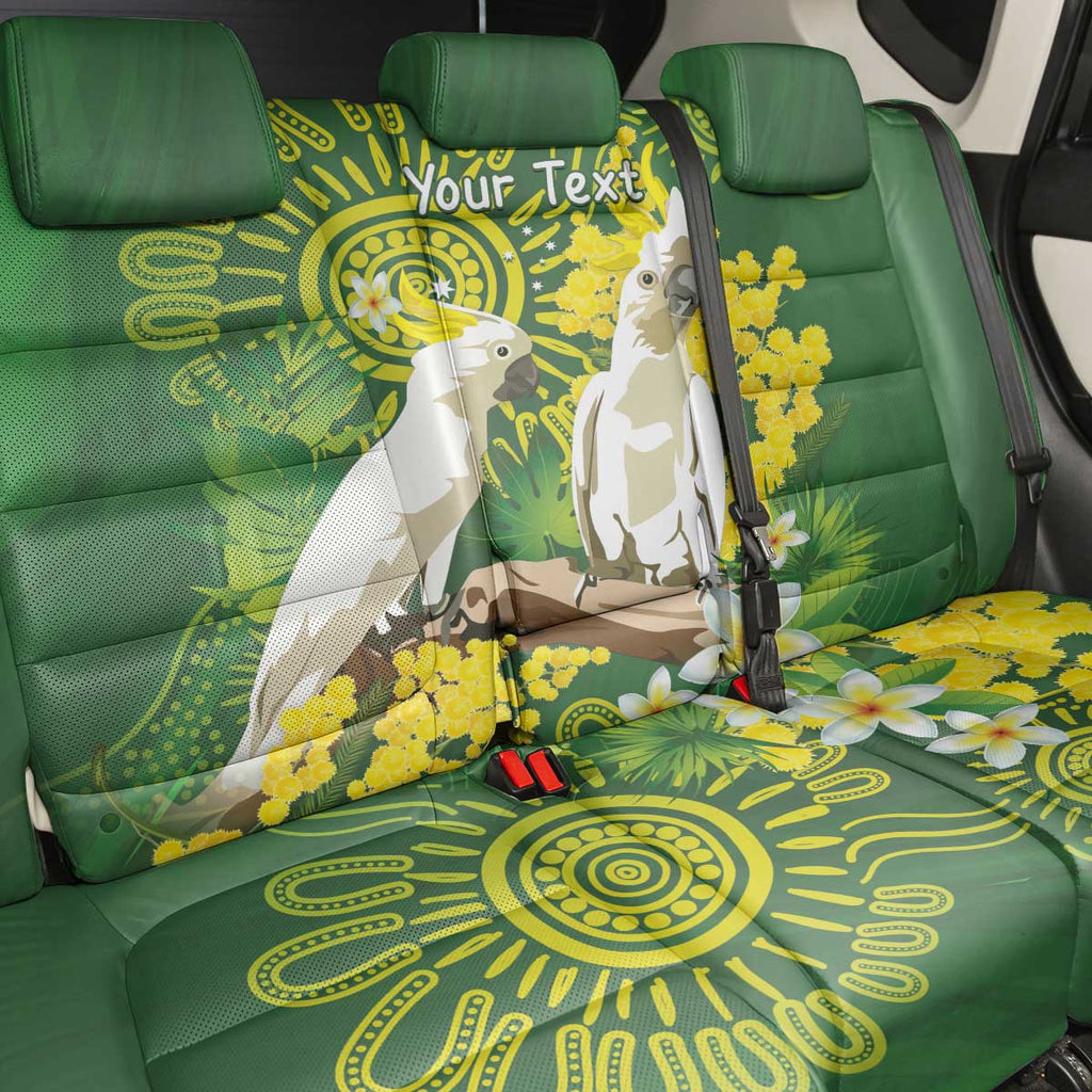 Personalised Australia Golden Wattle And Cacatua Galerita Back Car Seat Cover Aboriginal Art