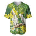 Personalised Australia Golden Wattle And Cacatua Galerita Baseball Jersey Aboriginal Art