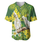 Personalised Australia Golden Wattle And Cacatua Galerita Baseball Jersey Aboriginal Art