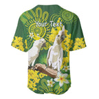 Personalised Australia Golden Wattle And Cacatua Galerita Baseball Jersey Aboriginal Art