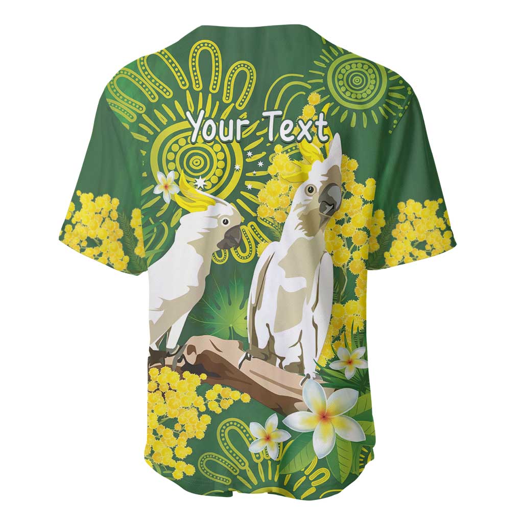 Personalised Australia Golden Wattle And Cacatua Galerita Baseball Jersey Aboriginal Art