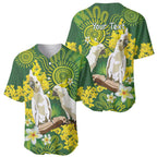 Personalised Australia Golden Wattle And Cacatua Galerita Baseball Jersey Aboriginal Art