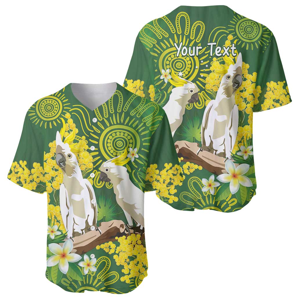 Personalised Australia Golden Wattle And Cacatua Galerita Baseball Jersey Aboriginal Art