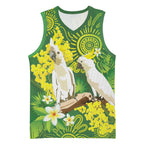 Personalised Australia Golden Wattle And Cacatua Galerita Basketball Jersey Aboriginal Art - Aussie Hoodie