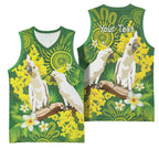 Personalised Australia Golden Wattle And Cacatua Galerita Basketball Jersey Aboriginal Art - Aussie Hoodie