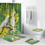 Personalised Australia Golden Wattle And Cacatua Galerita Bathroom Set Aboriginal Art - Aussie Hoodie