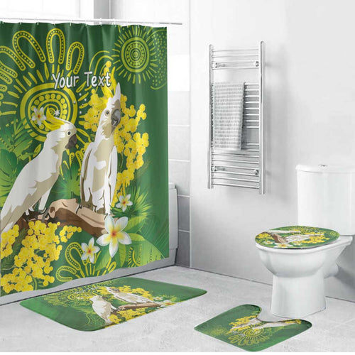Personalised Australia Golden Wattle And Cacatua Galerita Bathroom Set Aboriginal Art - Aussie Hoodie