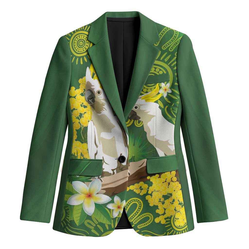 Personalised Australia Golden Wattle And Cacatua Galerita Blazer Aboriginal Art - Aussie Hoodie