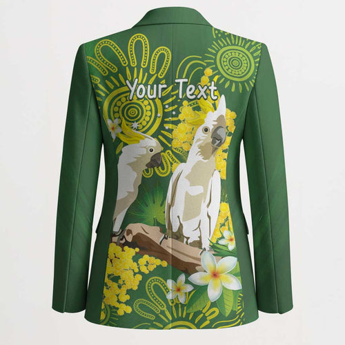 Personalised Australia Golden Wattle And Cacatua Galerita Blazer Aboriginal Art - Aussie Hoodie