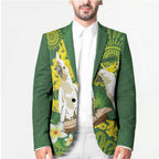 Personalised Australia Golden Wattle And Cacatua Galerita Blazer Aboriginal Art - Aussie Hoodie