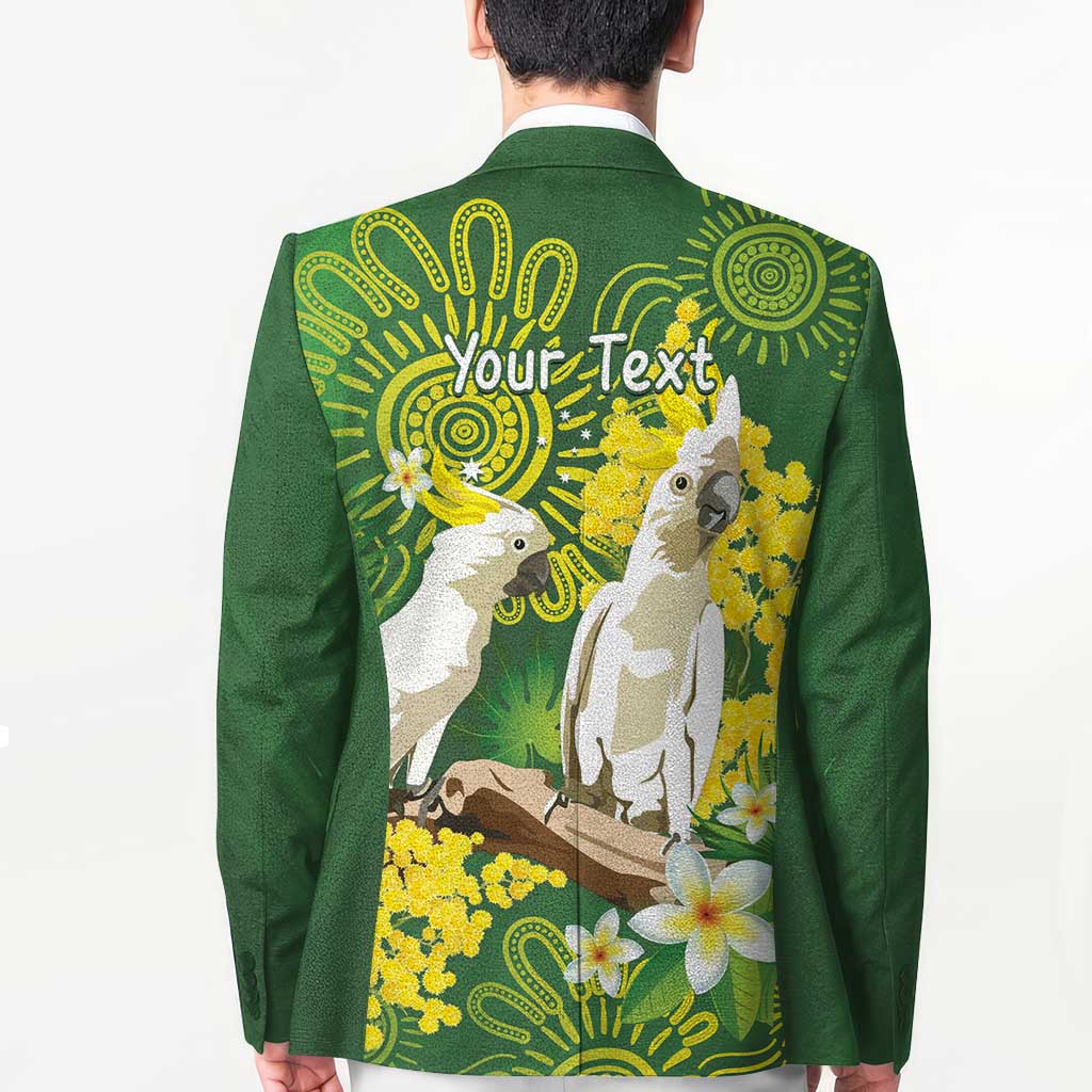 Personalised Australia Golden Wattle And Cacatua Galerita Blazer Aboriginal Art - Aussie Hoodie