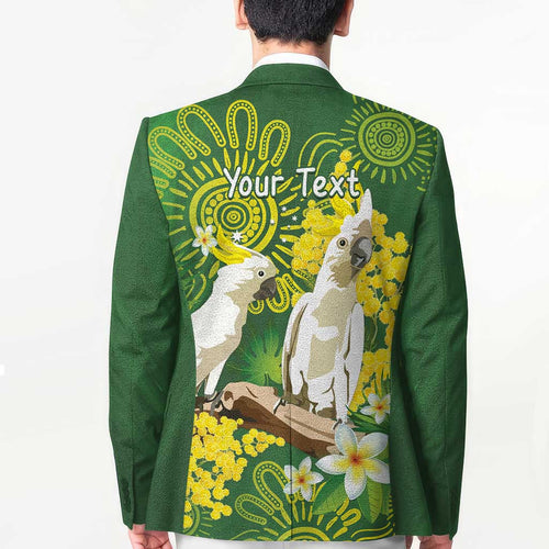 Personalised Australia Golden Wattle And Cacatua Galerita Blazer Aboriginal Art - Aussie Hoodie