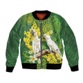 Personalised Australia Golden Wattle And Cacatua Galerita Bomber Jacket Aboriginal Art