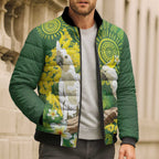 Personalised Australia Golden Wattle And Cacatua Galerita Bomber Puffer Jacket Aboriginal Art - Aussie Hoodie