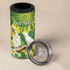 Personalised Australia Golden Wattle With Cacatua Galerita 4 in 1 Can Cooler Tumbler Aboriginal Art