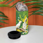 Personalised Australia Golden Wattle With Cacatua Galerita 4 in 1 Can Cooler Tumbler Aboriginal Art