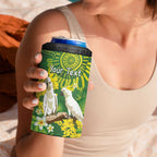 Personalised Australia Golden Wattle With Cacatua Galerita 4 in 1 Can Cooler Tumbler Aboriginal Art