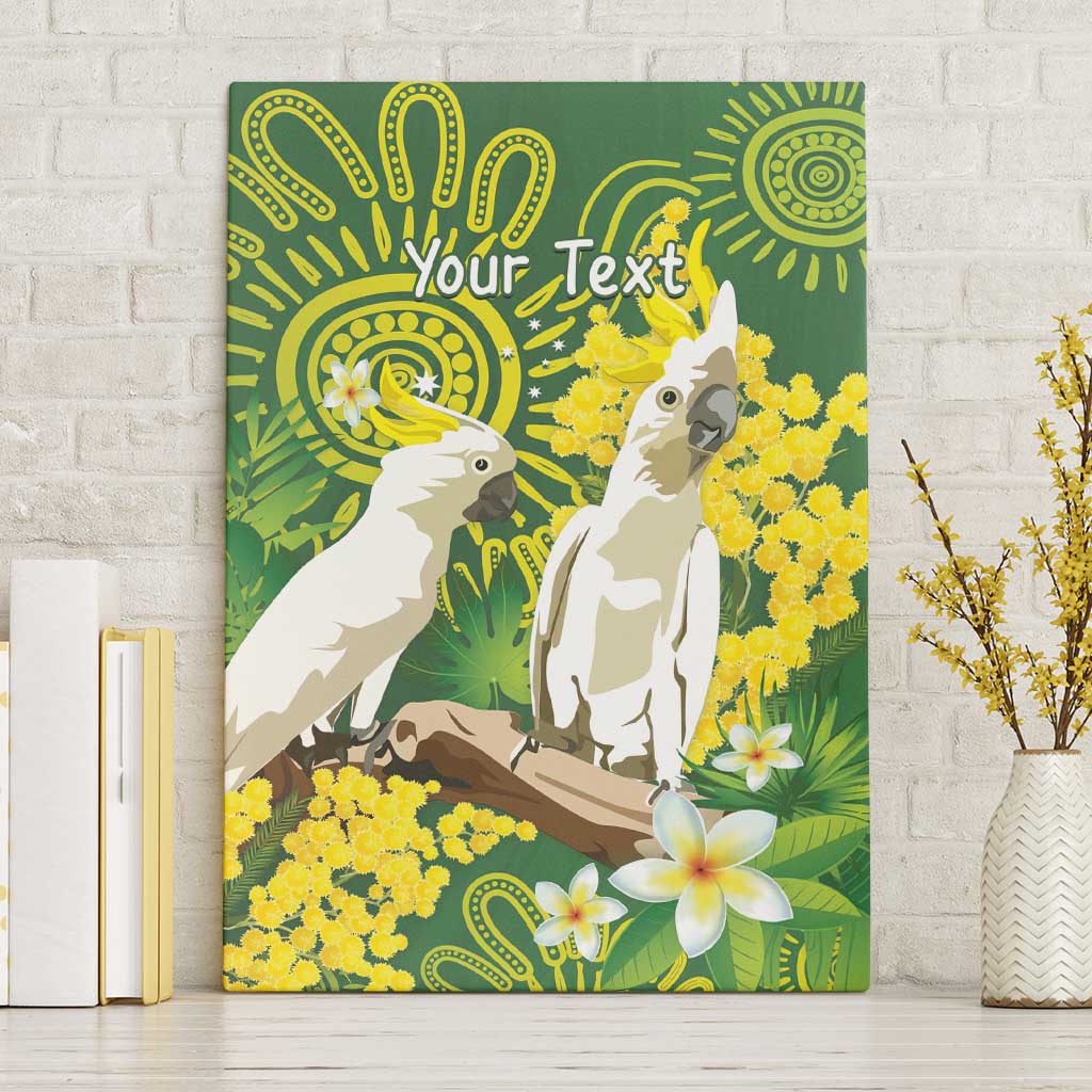 Personalised Australia Golden Wattle And Cacatua Galerita Canvas Wall Art Aboriginal Art