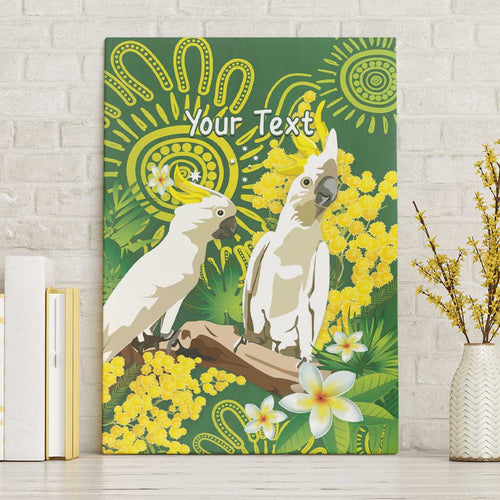 Personalised Australia Golden Wattle And Cacatua Galerita Canvas Wall Art Aboriginal Art