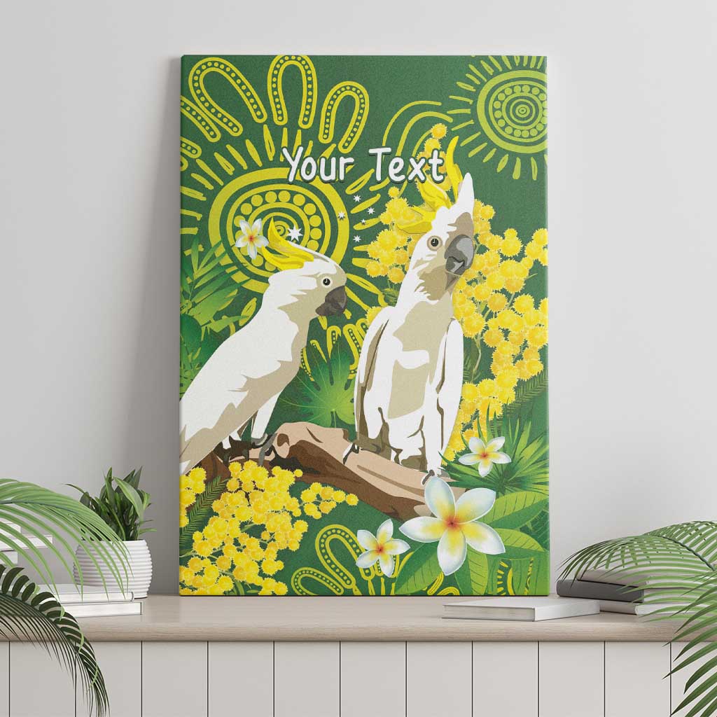 Personalised Australia Golden Wattle And Cacatua Galerita Canvas Wall Art Aboriginal Art