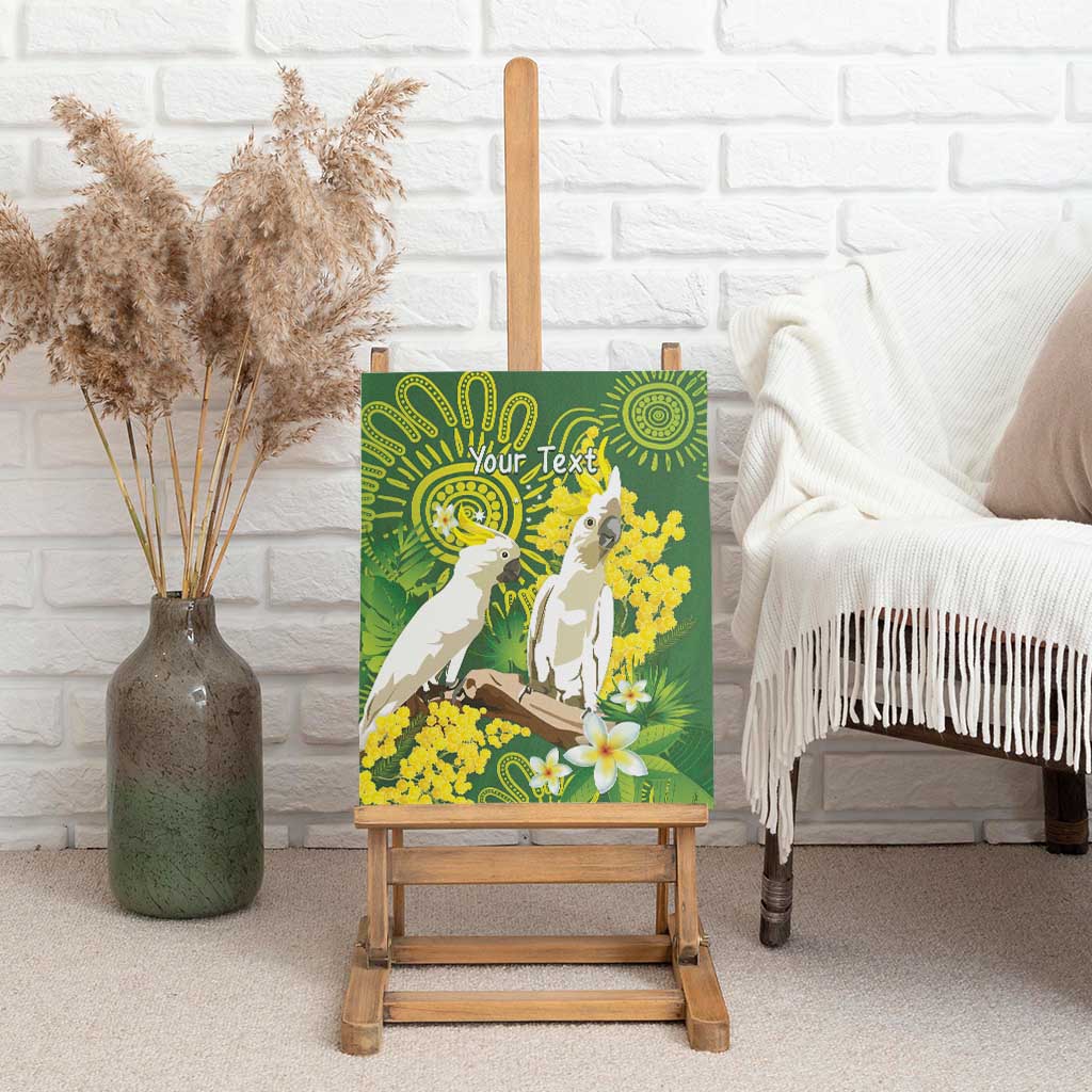 Personalised Australia Golden Wattle And Cacatua Galerita Canvas Wall Art Aboriginal Art