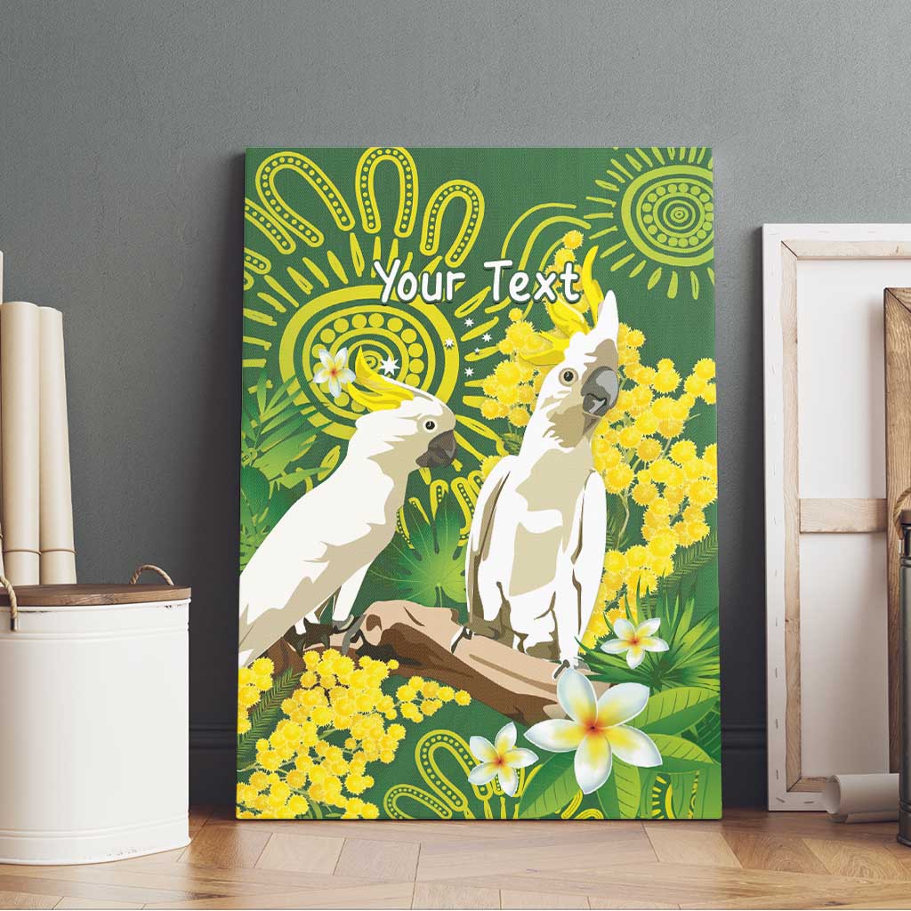 Personalised Australia Golden Wattle And Cacatua Galerita Canvas Wall Art Aboriginal Art