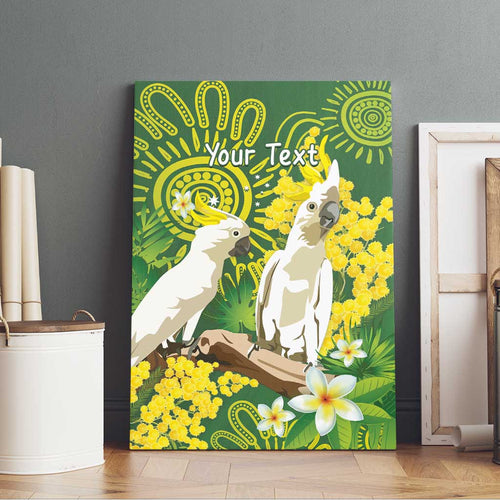 Personalised Australia Golden Wattle And Cacatua Galerita Canvas Wall Art Aboriginal Art
