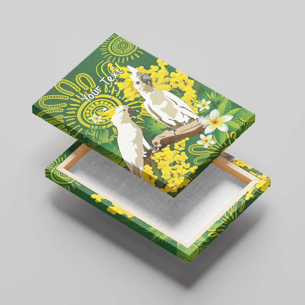 Personalised Australia Golden Wattle And Cacatua Galerita Canvas Wall Art Aboriginal Art
