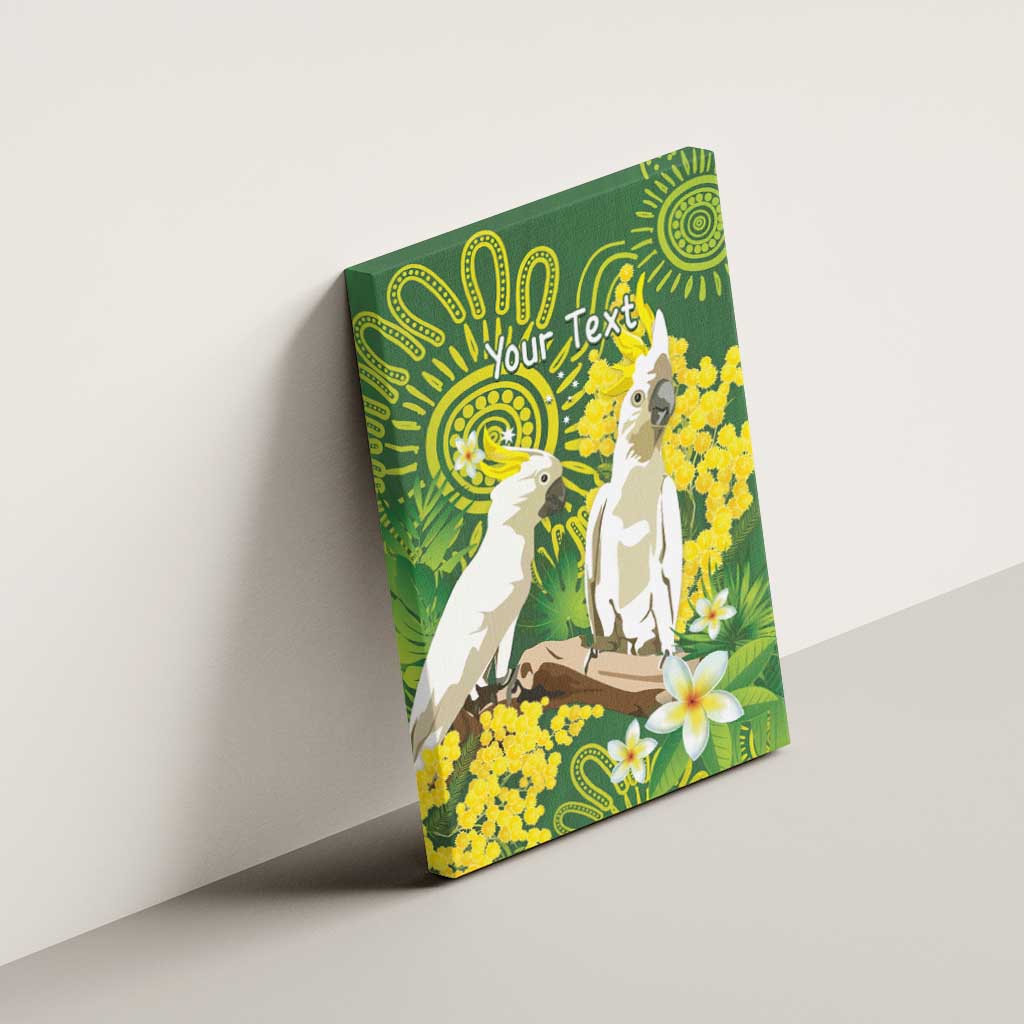 Personalised Australia Golden Wattle And Cacatua Galerita Canvas Wall Art Aboriginal Art