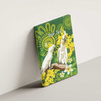 Personalised Australia Golden Wattle And Cacatua Galerita Canvas Wall Art Aboriginal Art
