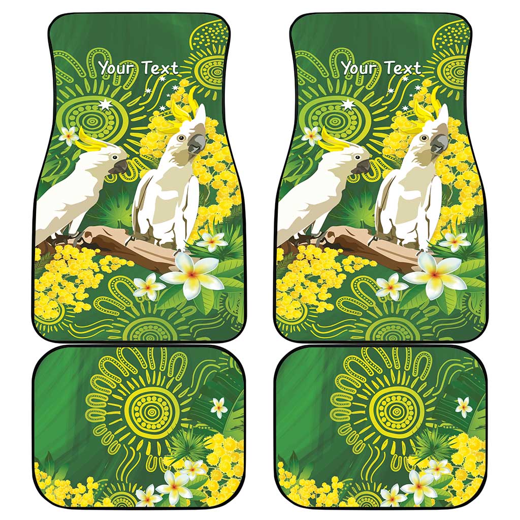 Personalised Australia Golden Wattle And Cacatua Galerita Car Mats Aboriginal Art