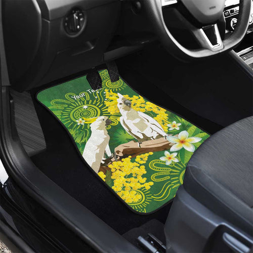 Personalised Australia Golden Wattle And Cacatua Galerita Car Mats Aboriginal Art